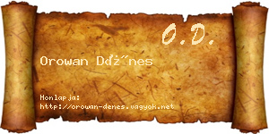 Orowan Dénes névjegykártya